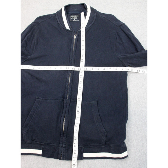 Abercrombie & Fitch Sweater Mens Size M Navy Blue Cotton Heavyweight Full Zip - Picture 6 of 7